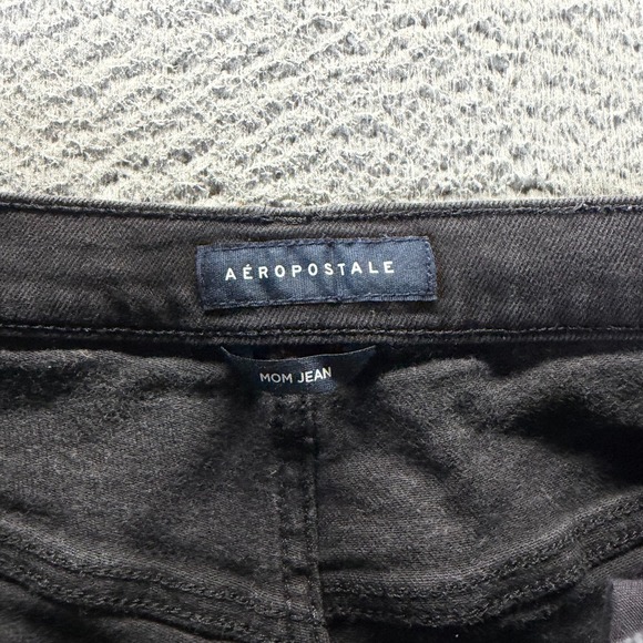 Aeropostale Jeans Women 32x29 Black Cotton Denim Mom Distressed Workwear Travel - Picture 3 of 10